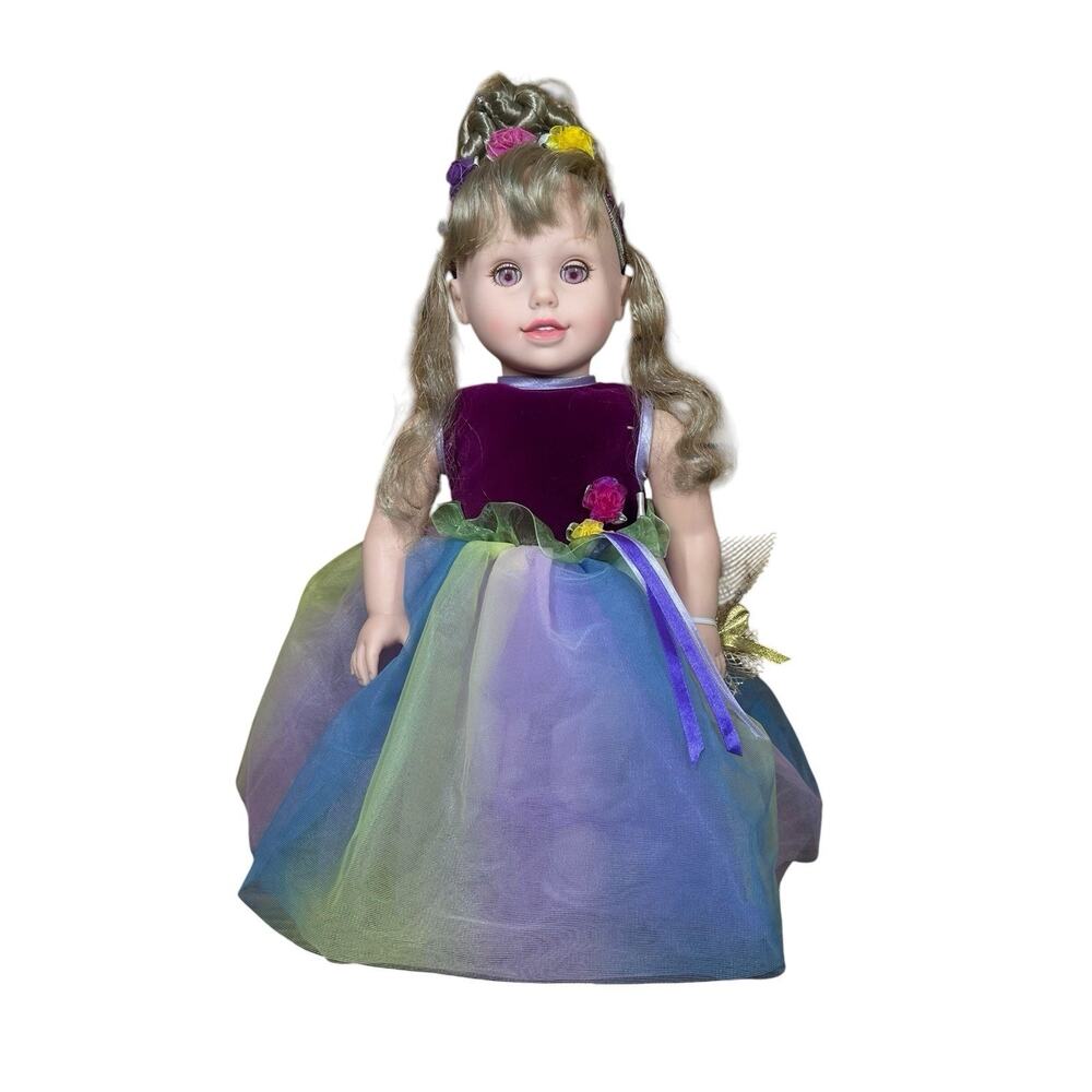 Vtg 2001 Laura Ashley Doll TOYS R'US Geoffrey Inc 18" Purple Eyes Long Dress Y2K